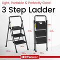 HBTower 3 Step Ladder, Folding Step Stool with Wide Anti-Slip Pedal, 500lbs Sturdy Steel Ladder, Convenient Handgrip, Lightweight, Portable Steel Step Stool, Black 🍁 All In One Marketplace Canada