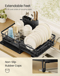 SONGMICS Dish Drainer Rack, Large Extendable Draining Board Rack for Small Spaces, 360° Rotating Extendable Spout, Kitchen Sink Drainer, Steel, 46.5 x 29.6 x 14 cm, Ink Black KCS556BH01 🍁 All In One Marketplace Canada