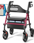 HOMLAND Foldable Rollator Walkers with Seat for Seniors, 8'' Big Wheels, 350 lb. Weight Capacity, Adjustable Handles and Seat Height, Lightweight Rolling Walker, Red 🍁 All In One Marketplace Canada