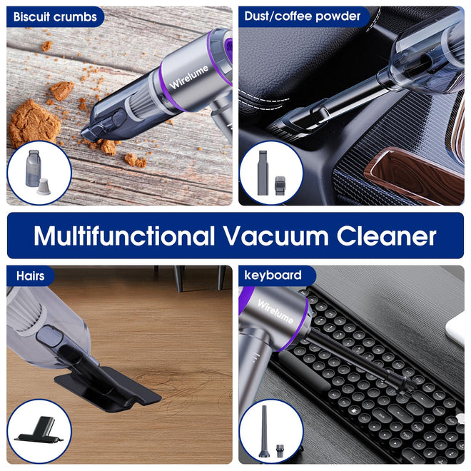 Handheld Car Vacuum Cleaner Cordless Powerful 22000Pa Strong Cyclonic Suction Blowing Brushless Motor Mini Portable Rechargeable Lightweight Hand Held for Pet Hair Vehicle Home Office Purple 🍁 All In One Marketplace Canada