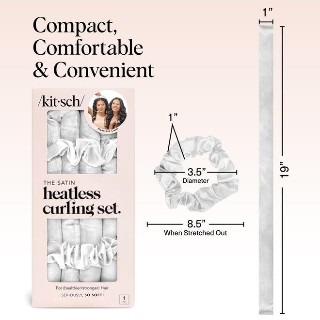 Kitsch Satin Heatless Curlers Set – Heatless Curls Overnight w/ 34" Hair Waver & 2 Satin Hair Scrunchies, Comfortable Hair Curlers to Sleep In for Frizz-Free, No Heat Damage Styling - Ivory 🍁 All In One Marketplace Canada