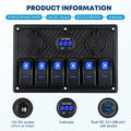 Kohree 6 Gang 12V Switch Panel with Dual QC3.0 USB Slot Socket 🍁 All In One Marketplace Canada