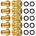 Garden Hose Quick Connectors, Solid Brass 3/4 inch GHT Thread Easy Connect Fittings No-Leak Water Hose Male Female Value Pack (5 Set) with 10pcs Extra Rubber 🍁 All In One Marketplace Canada
