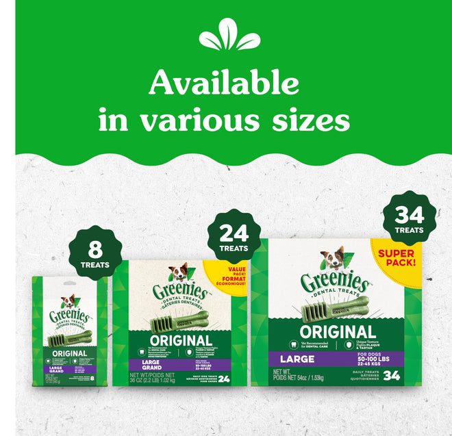 GREENIES Dog Treats Original Large Natural Dental Care, (34 Treats) 54oz. Pack 🍁 All In One Marketplace Canada
