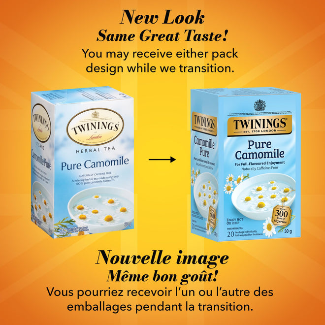 Twinings Herbal Camomile Individually Wrapped Teabags, Naturally Caffeine-Free, Made with 100% Pure Camomile Blossoms, 20 Count (Pack of 6), Enjoy Hot or Iced 🍁 All In One Marketplace Canada