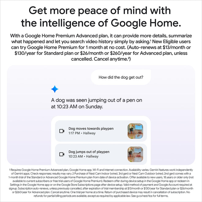 Google Nest Cam Indoor (Wired, 3rd gen) - 2K Video and Gemini 🍁 All In One Marketplace Canada