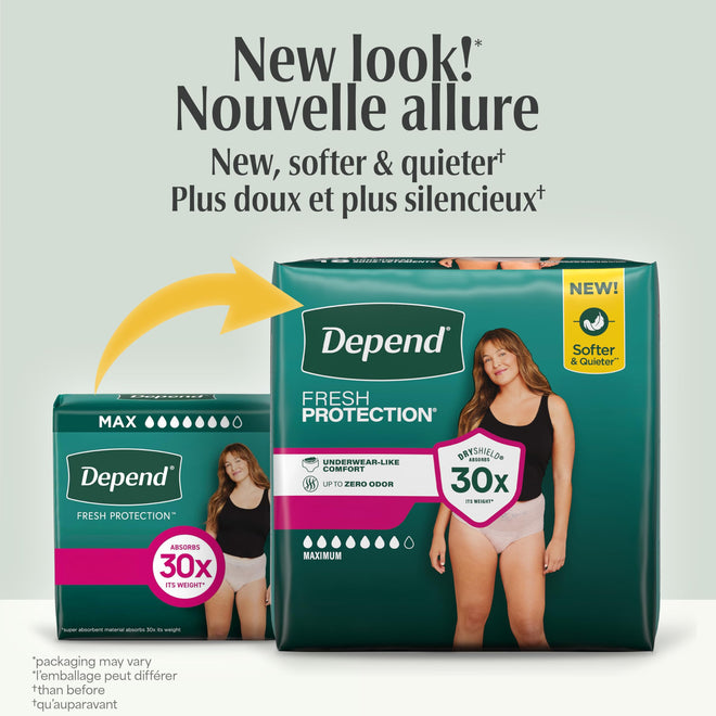 Depend Fresh Protection Adult Incontinence Underwear for Women (Formerly Depend Fit-Flex), Disposable, Maximum, Medium, Blush, 42 Count 🍁 All In One Marketplace Canada
