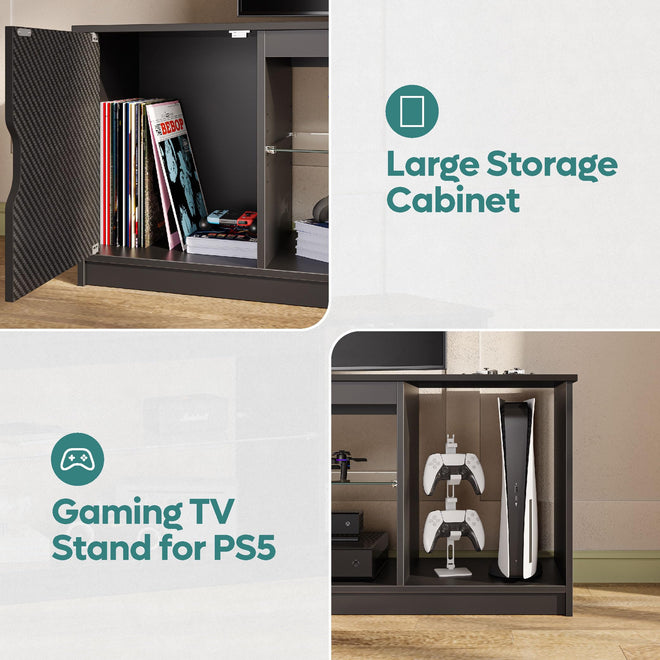 Bestier 57 inch TV Stand for 65 Inch TV, Black Entertainment Center 🍁 All In One Marketplace Canada