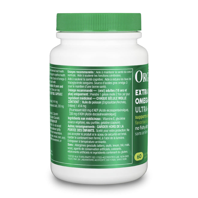 Organika Extra Strength Omega-3 Fish Oil 1414mg – High DHA (330mg) and EPA (660mg) Formula for Cognitive, Brain & Heart Health – No Fishy Aftertaste, Sustainably Sourced – 60 Softgels 🍁 All In One Marketplace Canada