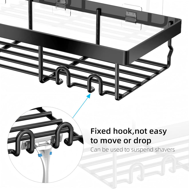 MOFOROCO 3-Pack Shower Caddy Basket Shelf with Soap Holder, No Drilling Traceless Adhesive Shower Wall Shelves, Rustproof Black Bathroom Shower Storage Organizer 🍁 All In One Marketplace Canada