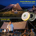 HAMLITE Solar Camping String Lights: 4 in 1 Camping Fairy Light - 32.8Ft Camping Lights with 5 Modes - USB Outdoor String Lights Rechargeable - Waterproof Retractable String Light for Hiking, Tent, RV 🍁 All In One Marketplace Canada