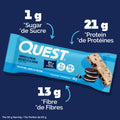 Quest Nutrition Cookies & Cream Flavour Protein Bar, High Protein, High Fibre, Low Sugar, Keto Friendly, 21g Protein, 1g Sugar, 12ct 🍁 All In One Marketplace Canada