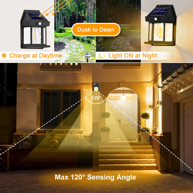 Joomer Solar Wall Lights Outdoor 4PACK, Dusk to Dawn Porch Lights Fixture, Waterproof Exterior Lighting with Clear Panel for Entryway Front Door, Solar Wall Lantern with 3 Modes & Motion Sensor 🍁 All In One Marketplace Canada