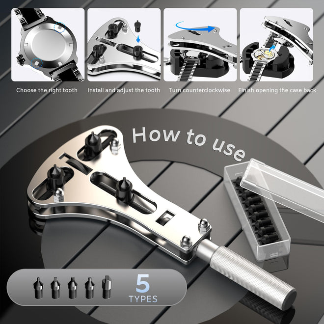 JOREST Watch Repair Tool Kit, Battery Replacement, Strap Adjustment, Bracelet Pin Removal, Band Link Remover, Resizing Tool, Wrench Opening Cover, Case Back Opener, Screwdriver, Spring Bar 🍁 All In One Marketplace Canada