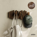 Umbra Picket Wall-Mounted Coat Rack Rail Hook with 5 Retractable Wood Pegs – Modern, Space-Saving Storage Organizer, Walnut 🍁 All In One Marketplace Canada