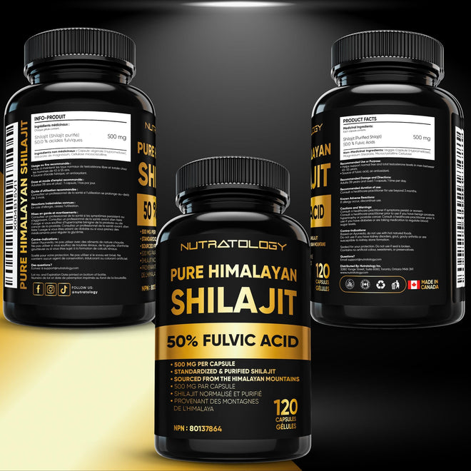 Nutratology® Pure Shilajit Capsules | 50% Fulvic Acid | High Potency & Purity - Sourced from the Himalayan Mountains - Shilajit for Men & Women - 120 Count 🍁 All In One Marketplace Canada