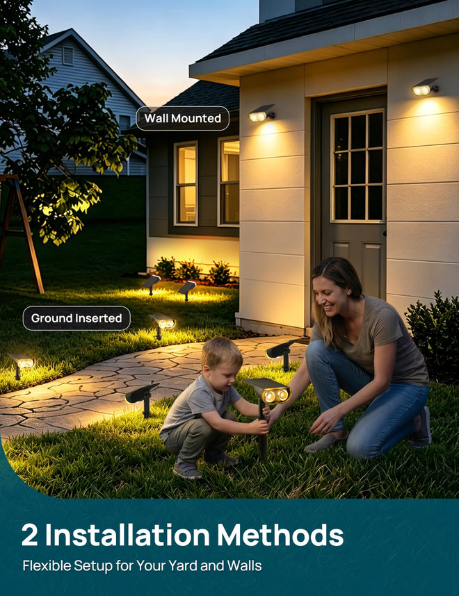 Linkind Solar Lights Outdoor Waterproof IP67, StarRay Dusk-to-Dawn Outdoor Solar Lights, 3 Lighting Modes Solar Spot Lights Outdoor for Garden, Yard, Landscape (Warm White, 4 Pack) 🍁 All In One Marketplace Canada