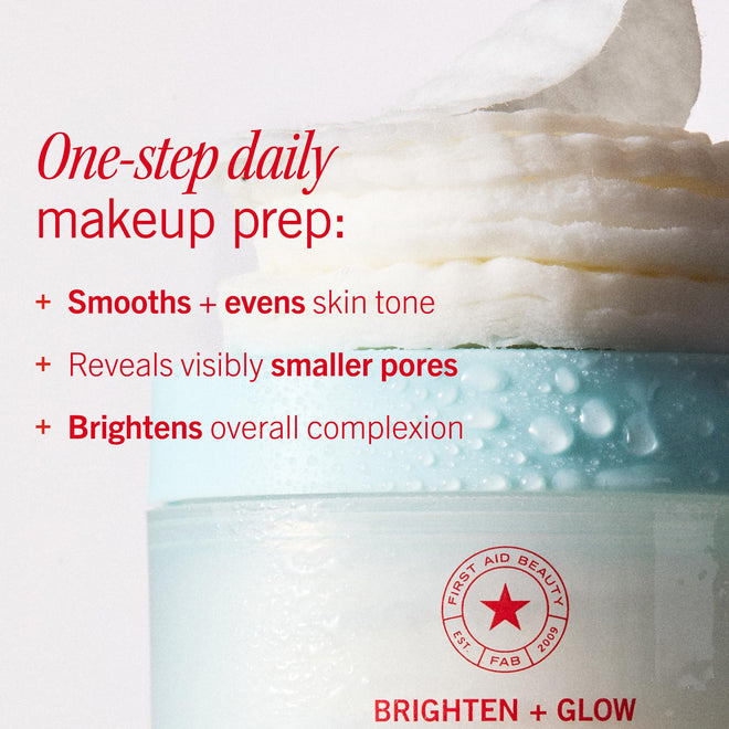 First Aid Beauty - Facial Radiance Pads with Glycolic & Lactic Acids, Daily Exfoliating Pads with AHA, Visibly Smaller Pores, Help Tone & Brighten Skin, One-Step Makeup Prep, Compostable, 28 🍁 All In One Marketplace Canada
