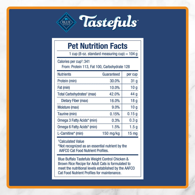 Blue Buffalo Tastefuls Chicken & Brown Rice Recipe Adult Dry Cat Food Weight Control, Real Chicken First, Deliciously Healthy Natural Cat Food, Supports Digestive Care and Coat Health, 3.1kg/7 lbs. 🍁 All In One Marketplace Canada