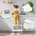 COSYLAND Bamboo Step Stool, Two Step Stools Toddler 300 lbs Capacity with Safety Non-Slip Pads, Bamboo Step Stool for Bathroom, Kitchen Dual Height Step Stools for Kids (White) 🍁 All In One Marketplace Canada
