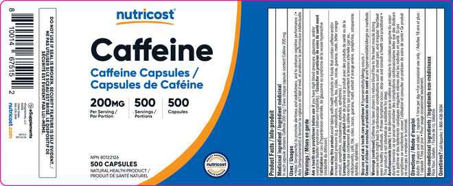 Nutricost Caffeine Pills (200mg) 500 Capsules 🍁 All In One Marketplace Canada