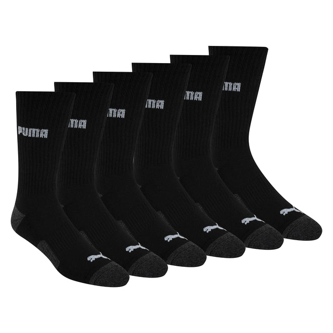 PUMA mens 6 Pack Crew Socks, Black/Grey Logo, 10-13 🍁 All In One Marketplace Canada