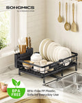 SONGMICS Dish Drainer Rack, Large Extendable Draining Board Rack for Small Spaces, 360° Rotating Extendable Spout, Kitchen Sink Drainer, Steel, 46.5 x 29.6 x 14 cm, Ink Black KCS556BH01 🍁 All In One Marketplace Canada