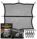 AUTOWN Cargo Net for Pickup Truck Bed - Stretchable 4'x4' to 7'x7', High Elastic Fine Mesh 1''x1'' with 8 Metal Carabiners - Ideal for ATV, SUV, UTV, Truck and Boat Use (Single Layer) 🍁 All In One Marketplace Canada