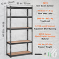 VEVOR Storage Shelving Unit, 5-Tier Adjustable, 2000 lbs Capacity, Heavy Duty Garage Shelves Metal Organizer Utility Rack, Black, 30" L x 12" W x 60" H for Kitchen Pantry Basement Bathroom Laundry 🍁 All In One Marketplace Canada
