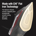 CHI Steam Iron for Clothes with 8’ Retractable Cord, 1700 Watts, 3-Way Auto Shutoff, 400+ Holes, Professional Grade, Temperature Control Dial, Titanium Infused Ceramic Soleplate, Silver (13106) 🍁 All In One Marketplace Canada