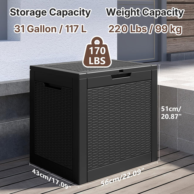 Ceecysaa Rattan-Style 30 Gallon Deck Box Outdoor, Waterproof Storage Box, Black 🍁 All In One Marketplace Canada