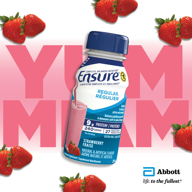 Ensure Regular, Nutritional Supplement Shake Value Pack, Nutrition To Stay Active And Energetic, Strawberry, 24 x 235-mL Bottles 🍁 All In One Marketplace Canada