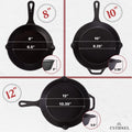 Cast Iron Skillet Set - 8" + 10" + 12"-Inch Pre-Seasoned Frying Pans + Silicone Handle Grip Covers - Indoor/Outdoor, Oven, Grill, Stovetop, BBQ, Fire and Induction Safe Kitchen and Camping Cookware 🍁 All In One Marketplace Canada