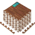 Yes4All EVA Interlocking Mats, Puzzle Floor Tiles, Foam Floor Padding with Border for Furniture, Home Space, Living Room, Garage - Dark Oak Wood, 1.02 m2 🍁 All In One Marketplace Canada