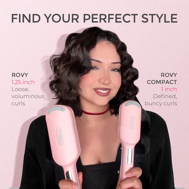 TYMO ROVY Hair Waver Curling Iron, 3-Barrel Ionic Hair Curler with 9 Heat Settings, Beach Waves Crimper for Women, Travel-Friendly, Anti-Scald, Fast Heating, Easy to Use, Pink, 1 inch 🍁 All In One Marketplace Canada