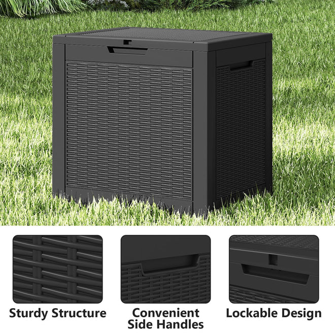 Ceecysaa Rattan-Style 30 Gallon Deck Box Outdoor, Waterproof Storage Box, Black 🍁 All In One Marketplace Canada
