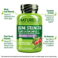 NATURELO Calcium Supplement with Vitamin C, D3, K2, Magnesium & Zinc for Bone Strength, 120 Vegetarian Capsules, with Plant-Based Calcium 600mg, Non-GMO, Soy & Gluten-Free 🍁 All In One Marketplace Canada