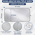 EcoNour Car Windshield Sun Shade with Storage Pouch | Durable 240T Material Car Sun Visor for UV Rays, Sun Heat Protection | Car Interior Accessories for Sun Heat | Medium Plus (64 inches x 34 inches) 🍁 All In One Marketplace Canada