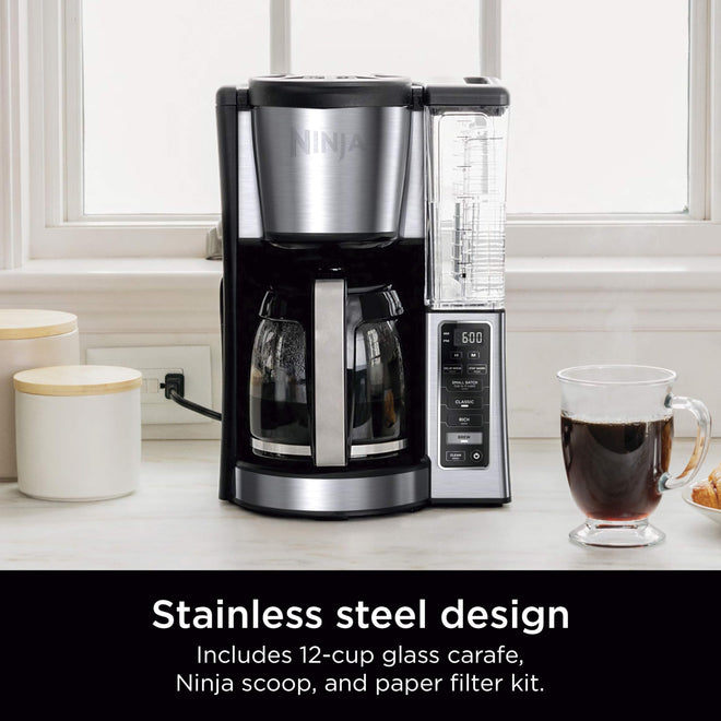 Ninja 12-Cup Programmable Coffee Maker with Glass Carafe – Classic & Rich Brew Styles, Delay Brew & Removable 60oz Water Reservoir, Black/Stainless Steel, CE250C (Canadian Version) 🍁 All In One Marketplace Canada