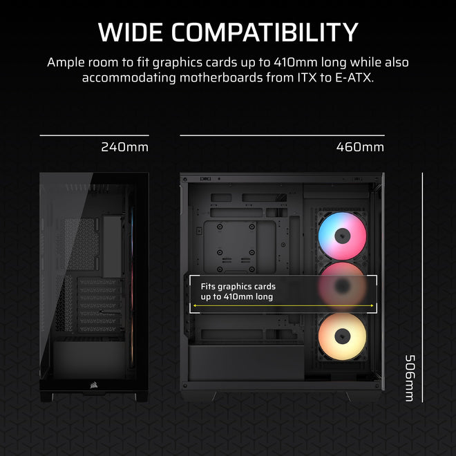 CORSAIR 3500X RS-R ARGB Mid-Tower PC Case – 3X Pre-Installed RS120-R ARGB Fans, GPU Anti-Sag Arm, Fits up to 10x 120mm Fans, Reverse Connection Motherboard Compatible – Black 🍁 All In One Marketplace Canada