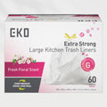 EKO Extra Strong 21 Gallon Large Trash Bags, Heavy-Duty Drawstring Kitchen & Household Garbage Bags (80L), Leak-Resistant, Fresh Floral Scent, Continuous Odor Control, 60 Count, Code G 🍁 All In One Marketplace Canada
