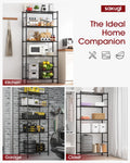 Sakugi 5 Tier Shelf - Heavy Duty Metal Storage Shelves with Adjustable Leveling Feet, Large Capacity Shelving Unit with Multiple Hooks for Kitchen, Pantry, Office (84 x 32 x 183 cm, Black) 🍁 All In One Marketplace Canada