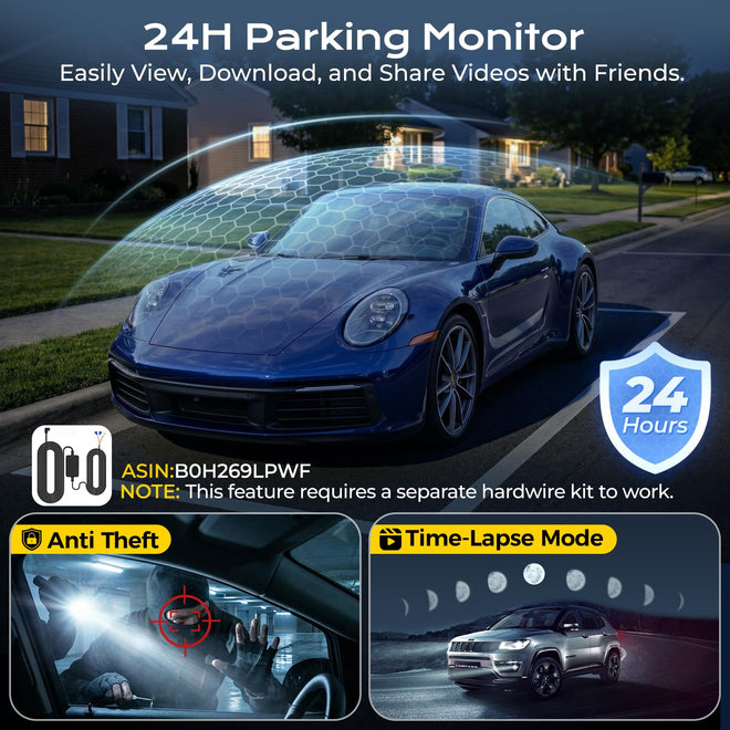 DELLFY 4 Channel Dash Cam, 4K Front & 3 * 1080P Rear/Left/Right, 360° Full View Dashcams for Cars, Built-in GPS & 5G WiFi APP, 24H Parking Mode, 8 IR Night Vision, G-Sensor, 128GB Card Included 🍁 All In One Marketplace Canada