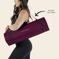 Retrospec Solana Yoga Mat 1" Thick w/Nylon Strap for Men & Women - Non Slip Exercise Mat for Home Yoga, Pilates, Stretching, Floor & Fitness Workouts - Boysenberry 🍁 All In One Marketplace Canada