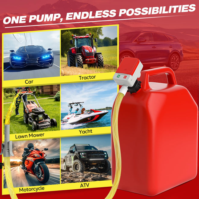 2026 Upgraded Electric Fuel Transfer Pump with Auto-Stop, 3.2 Gallon per Min, USB & Battery Powered, 51" Hose, 4 Gas & Jerry Can Adapters, Leak-Proof Gas Pump for Gasoline, Diesel and Kerosene 🍁 All In One Marketplace Canada