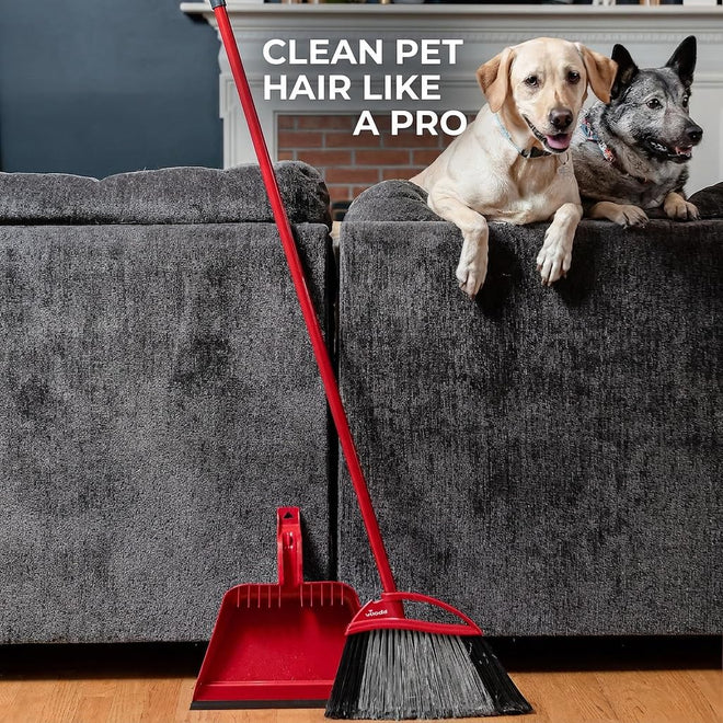 Vileda Pet Pro Broom with Step-On Dustpan and 3-Piece Handle | Remove 99% Dust and Dirt in One Sweep 🍁 All In One Marketplace Canada