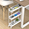 SPACELEAD Slim Storage Cart,3 Tier Bathroom Rolling Utility Cart Storage Organizer Slide Out Cart, Mobile Shelving Unit Organizer Trolley for Office Bathroom Kitchen Laundry Room Narrow Places, White 🍁 All In One Marketplace Canada