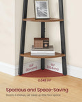 VASAGLE Corner Shelf Stand, 4-Tier Corner Bookshelf, Industrial Ladder Shelf, Plant Stand for Living Room, Office, Kitchen, Rustic Brown and Matte Black ULLS34X 🍁 All In One Marketplace Canada