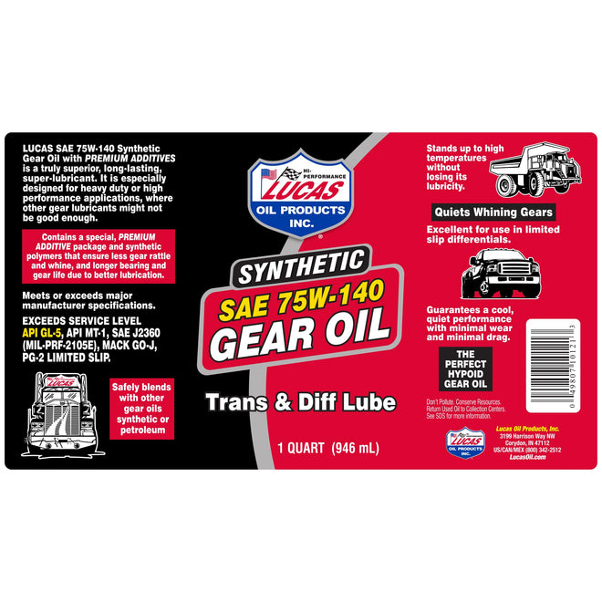 Lucas Oil 10121 SAE 75W-140 Synthetic Transmission and Differential Lube - 1 Quart 🍁 All In One Marketplace Canada