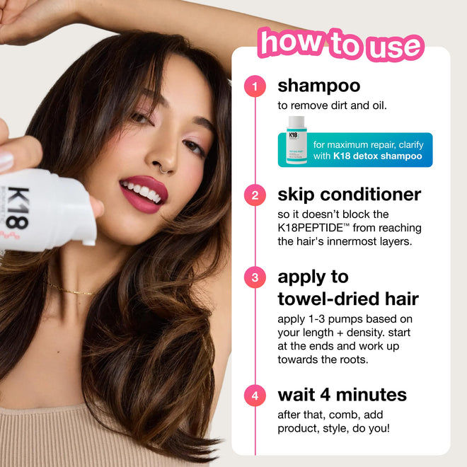 K18 Leave-In Molecular Repair Hair Mask, Patented, Lasting Repair For Dry, Frizzy, Damaged Hair, Reverse Damage In 4 Minutes From Bleach, Color, Chemical Services + Heat 🍁 All In One Marketplace Canada